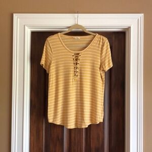 Maurices Yellow and White Striped 24/7 t-shirt